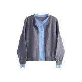 Серо-голубой топ с эффектом двухслойности