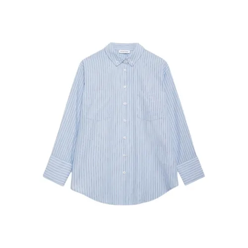 Anine Bing SS24 Рубашка Женская Синие Белые Полоски