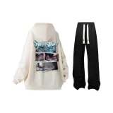 Абрикос + Черный Повседневные Брюки