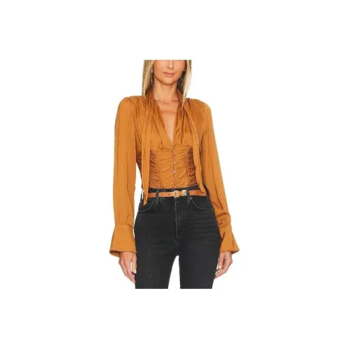 FREE PEOPLE Светло-коричневые Женские Рубашки