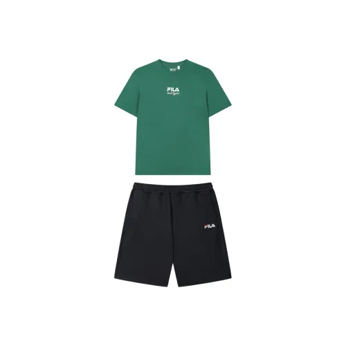 FILA Одежда Sets Midsummer Зеленый Короткий С короткими рукавами Рубашка + Легендарный синий Шорты Мужской Повседневная Спортивная Одежда