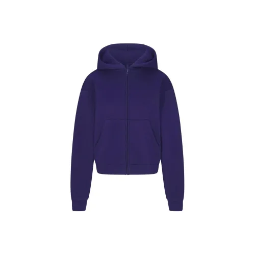 SKIMS Cotton Fleece Classic ZIP UP Hoodie Sweatshirt Women's CONCORD Concord Purple