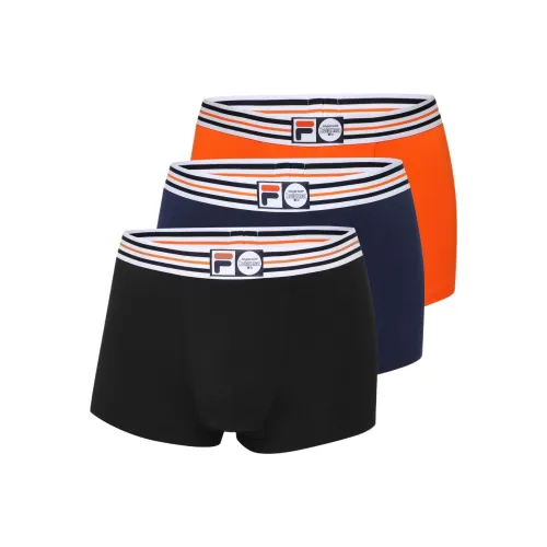 FILA 3 упаковки Черный + Морской Синий + Оранжевый Мужские боксер-шорты
