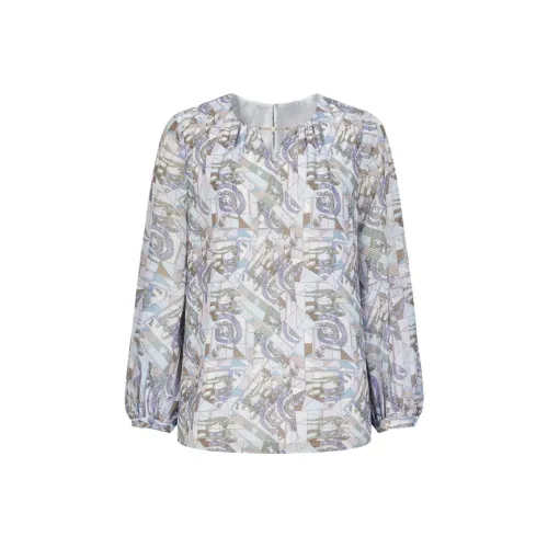 JZ. ANNAKRO Рубашка Женская Светло-фиолетовая с Узором