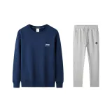 Темно-синий синий топ + светло-серые штаны