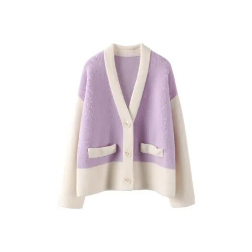 MAIGRE SIMHAT Кашемир Свитер Женский Белый + Таро Фиолетовый