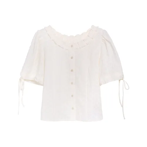 Fstudio Корейский стиль Вырез Вышивка Кружево Ожерелье-манжета Кружево Вверх UNIQUE Топ Рубашка Женские