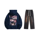 Set (Dark Blue Fleece-Lined + Black Jeans)  
Комплект (Темно-синий с флисовой подкладкой + Черные джинсы)