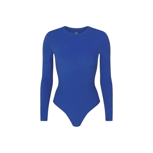 SKIMS FITS EVERYBODY Длинный рукав Круглый вырез Комбинезон для тела Женские SAPPHIRE Сапфиры