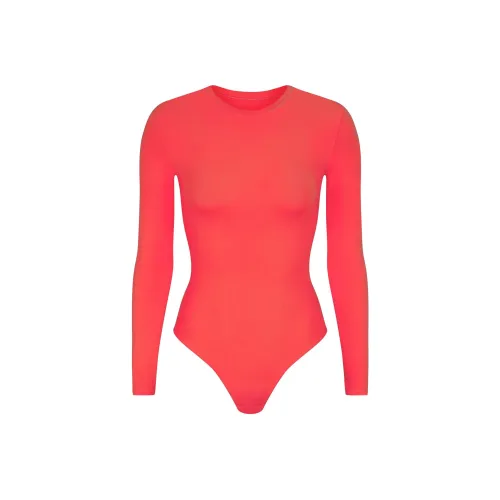 SKIMS FITS EVERYBODY Длинный рукав Круглый вырез Комбинезон Женский POPPY Красный