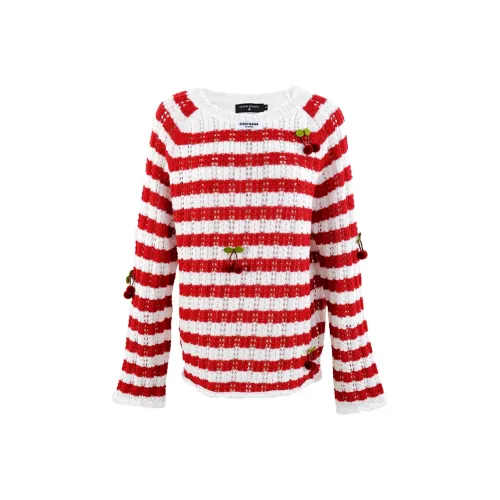 CLOUD SEASON Красный Вязаный Трикотаж с Белыми Полосами Женские