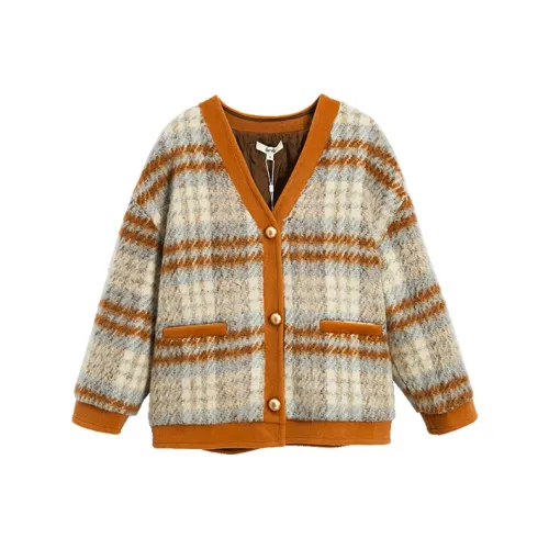 DFVC Светло-синий Клетчатый Женские Куртки