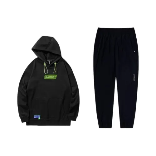 QIAODAN Комплект толстовки унисекс черного цвета