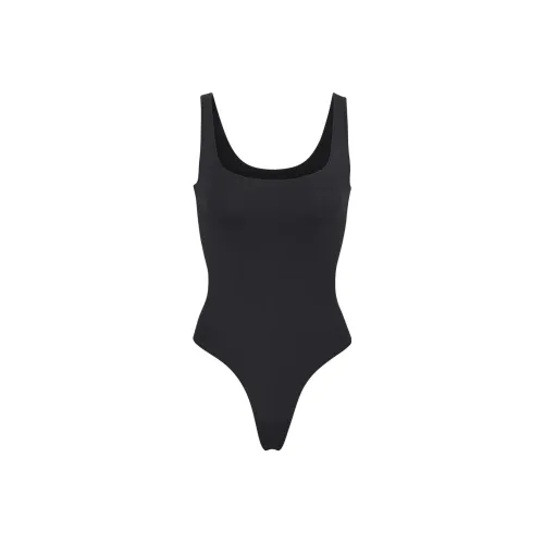 SKIMS Essential Scoop Шея BODYSUIT Комбинезон Женские Onyx Агат Черный