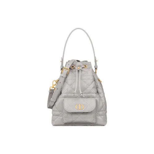 DIOR Caro Овчина Телячья кожа Сумка-ведро Сумка через плечо Сумка Маленькая Женская Серый