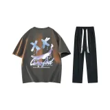 Комплекты одежды, охлаждающий/репеллентный от насекомых/антибактериальный/анти-клещевой (серая футболка + черные штаны)