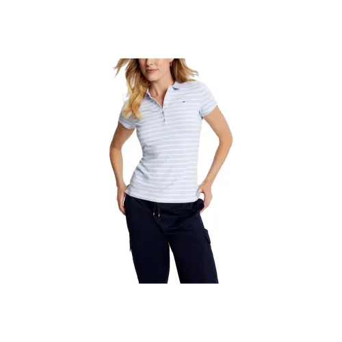 Tommy Hilfiger Slim Fit Polo из эластичного хлопка с полосами женское Breeze синий