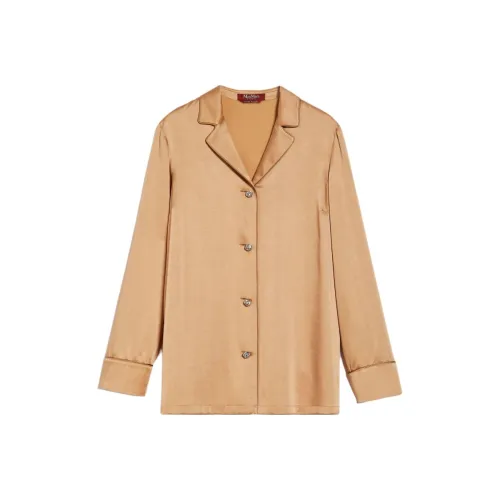 MaxMara Girino Коллекция Сатиновый Пижамный Пиджамный Рубашка Женская Hazelnut Коричневый