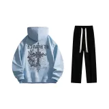 Set (Glacier Blue Fleece-Lined + Black Casual Pants)  
Комплект (Ледниково-синий с флисовой подкладкой + Черные повседневные штаны)