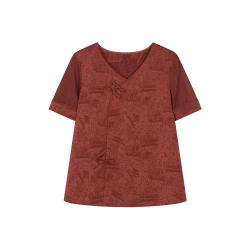 IHIMI Рубашка Женская Темно-Красная Цвет