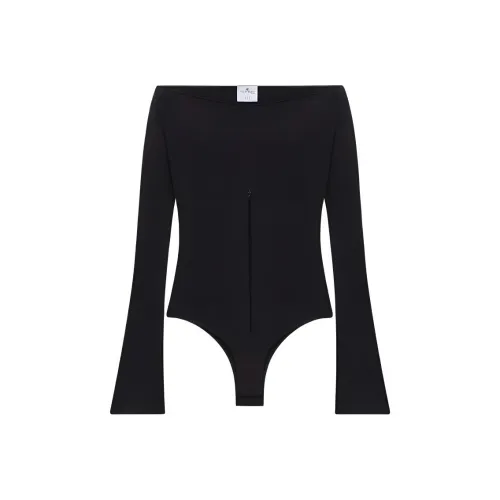 COURREGES SS24 Drop ZIPPED Crepe JERSEY Комбинезон Женский Черный