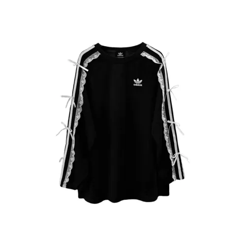 Adidas Originals Винтаж Реглан Рукав Т-Рубашка Женская Черная