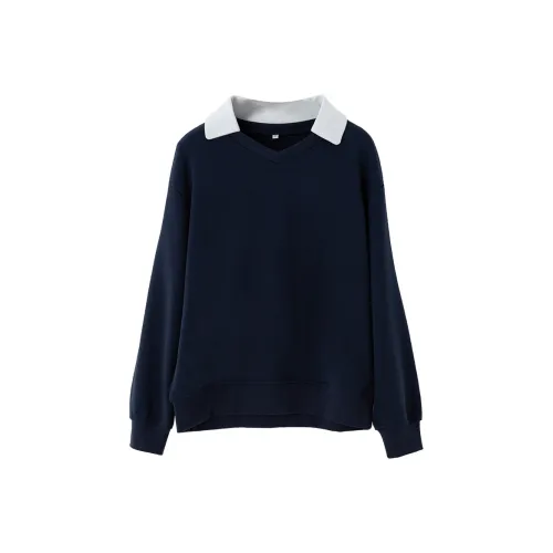 SOON FLOWER Толстовка Женская Темно-синяя