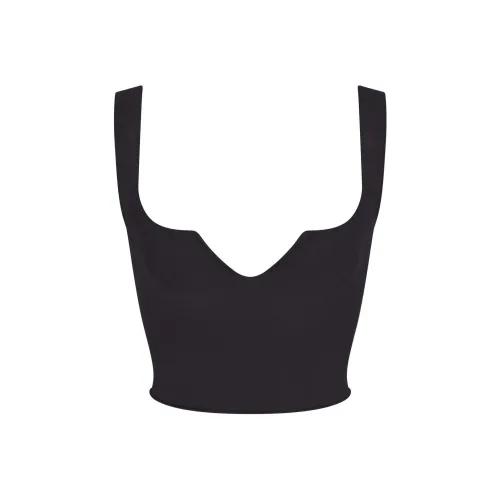 SKIMS SS24 RAW Edge Slit Передний Укороченный CAMI Топ с бретелями Женский Onyx Onyx