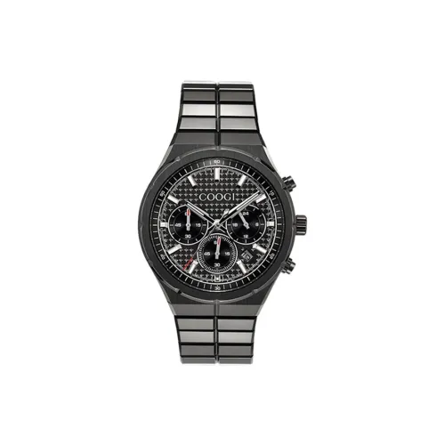 COOGI Time Flies Collection Кварцевый механизм Нержавеющая сталь Ремешок Черный циферблат Мужские часы Элегантная коробка