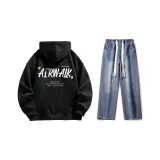 Комплект (Черный стандартный + Темно-синие джинсы)