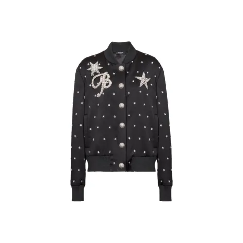 BALMAIN Звезды Вышитая версия Bomber Куртка Куртки Пальто Женские Черный