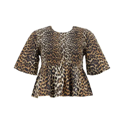 GANNI Коричневые Женские Футболки