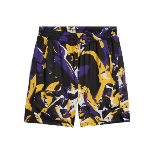 PUMA Полные С принтом Rival Rage Шорты Мужские Баскетбольные Шорты Желто-черные
