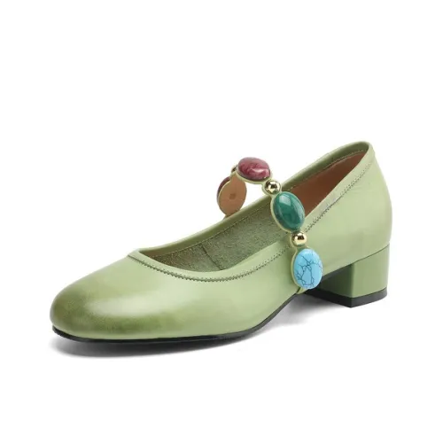 QIAOLINER Туфли Мэри Джейн с грубым каблуком 3,5 см женские