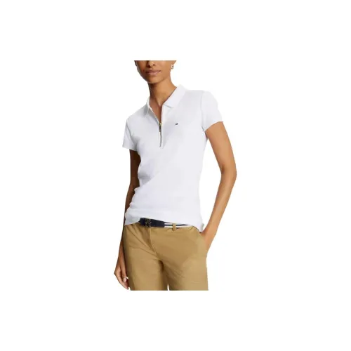 Tommy Hilfiger Slim Fit Essential Zip POLO T Рубашки Поло Женская Белая