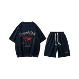 Комплект одежды (Темно-синий с коротким рукавом + Темно-синие шорты)