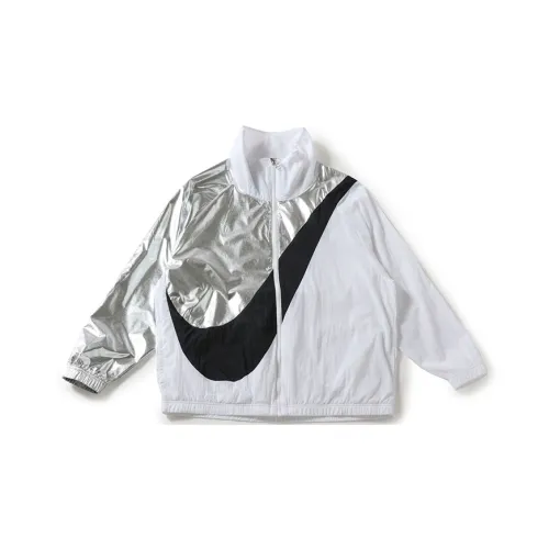 Nike Спортивная куртка ретро стиля с воротником-стойкой многоцветная женская белая