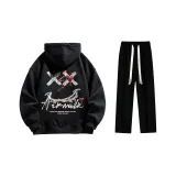 Комплект (Черный с флисовой подкладкой + Черные повседневные штаны)