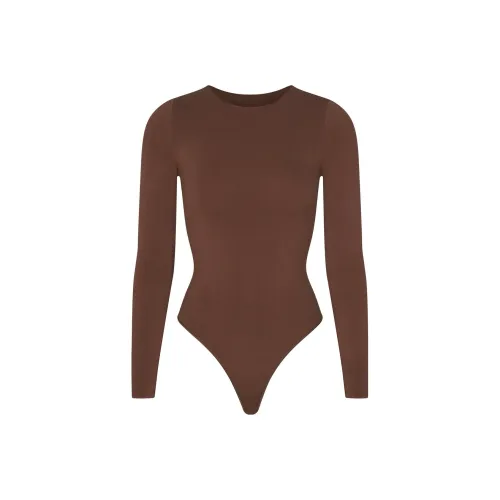 SKIMS Essential Crew Шея Длинный Рукав Комбинезон Женские COCOA COCOA