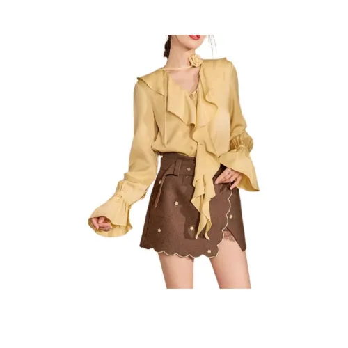 QIAOYUHUAZUN Рубашка Женская Желтая