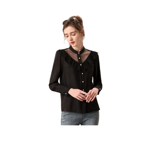 FENHONGMALI Рубашка Женская Черная
