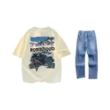 Абрикос + Винтажный синий