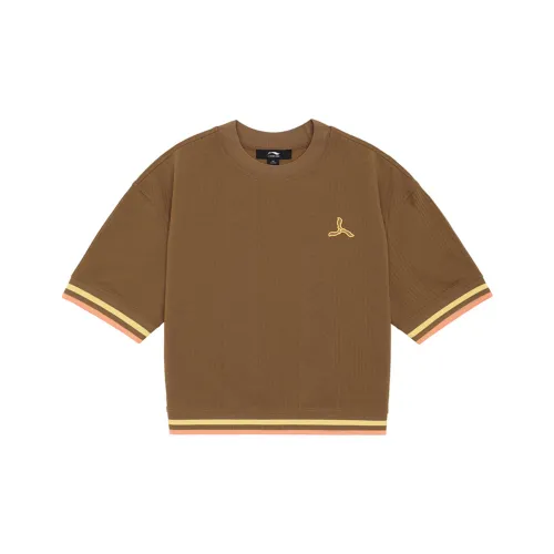 LI NING 1990 Чай Кокосово-коричневый Женские Рубашки T