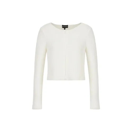 EMPORIO ARMANI Barré Джерси ZIP UP Болеро Трикотаж Женский Белый