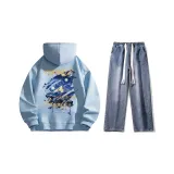Комплект (Glacier Blue Свитшот + Dark Blue Джинсы) с флисовой подкладкой