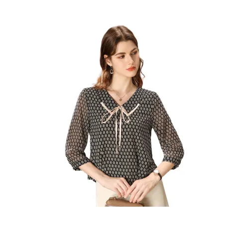 FENHONGMALI Рубашка Женская Черная