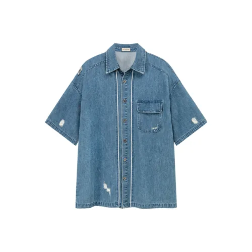 NO ONE ELSE Джинсовый синий Женские Рубашки