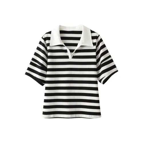 Huagaa T-рубашка Женская Черно-белые полосы