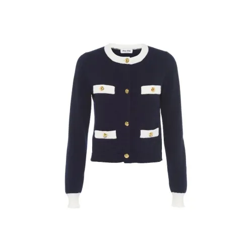 MIU MIU FW22 Кашемир Свитер Женский Темно-синий