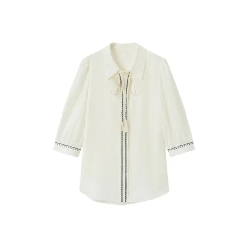 EICHITOO Экрю Женские Рубашки